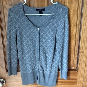 White House Black Market Textured Gray Shimmery Cardigan - Size Medium